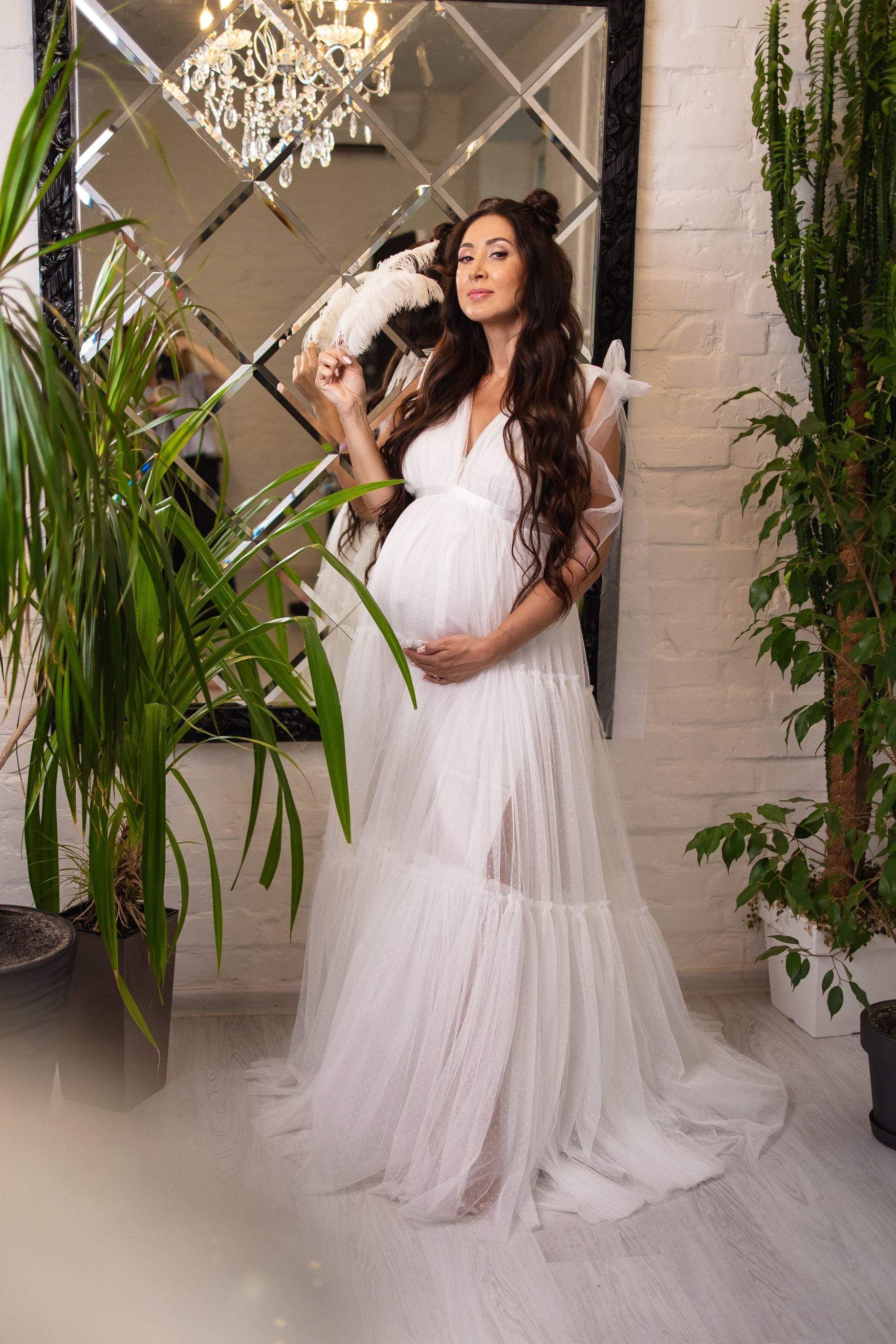 Boho Maternity Dress, White Maternity ...
